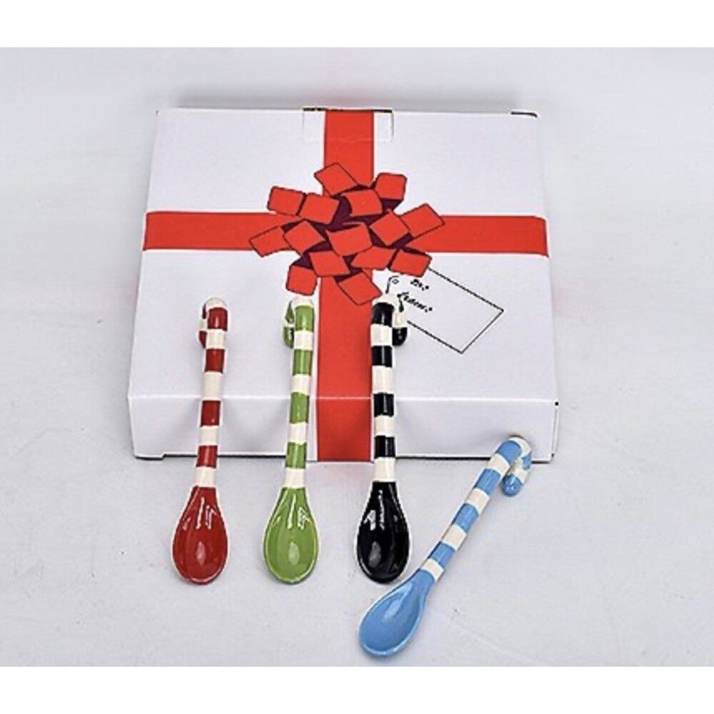 Temp-tations Set of 4 Spoons in Gift Box - Candy Cane New -  Box Damaged